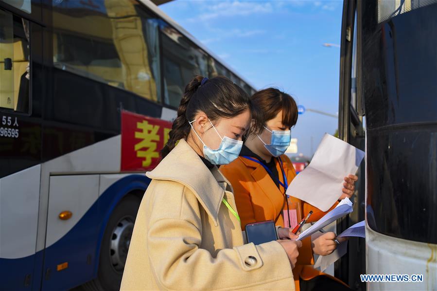 Migrant Workers Leave for Work by Chartered Buses