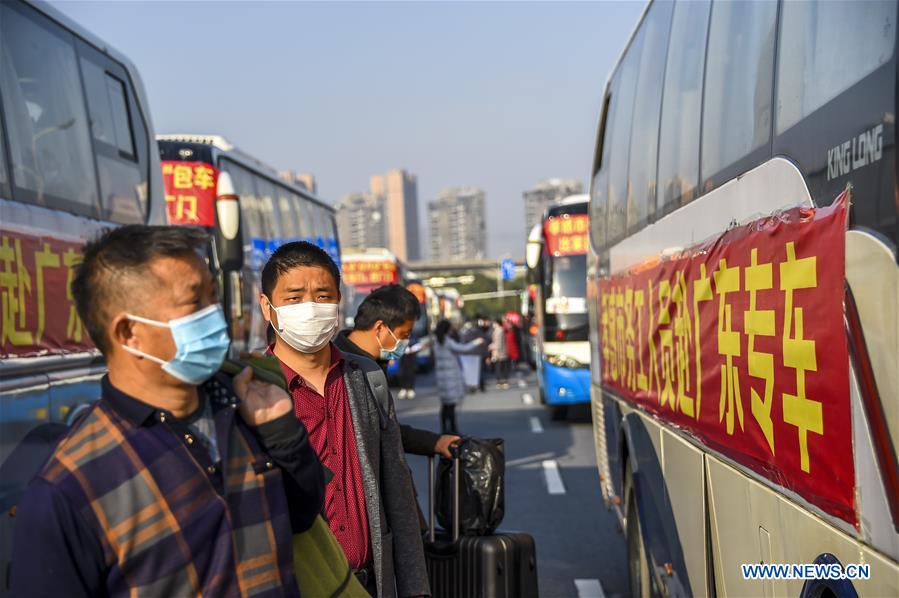 Migrant Workers Leave for Work by Chartered Buses