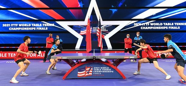 China-U.S. Pairs Conduct Joint Practise As 'Ping-Pong Diplomacy' Journey Continues