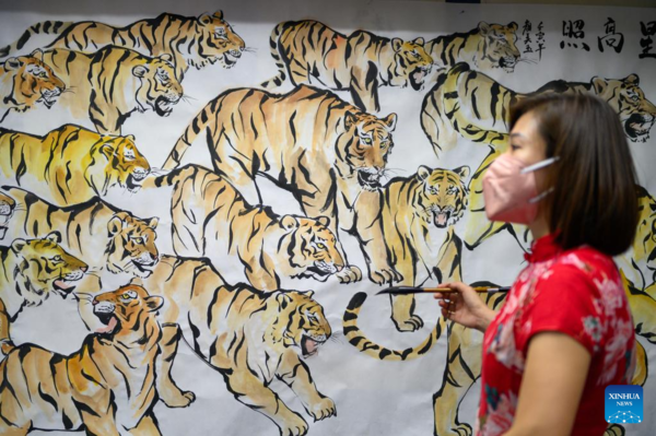 Tiger Paintings Created to Welcome Upcoming Chinese New Year in Malaysia