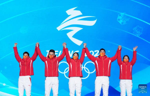 In Pics: Awarding Ceremony of 2,000m Short-Track Mixed Relay at Beijing 2022
