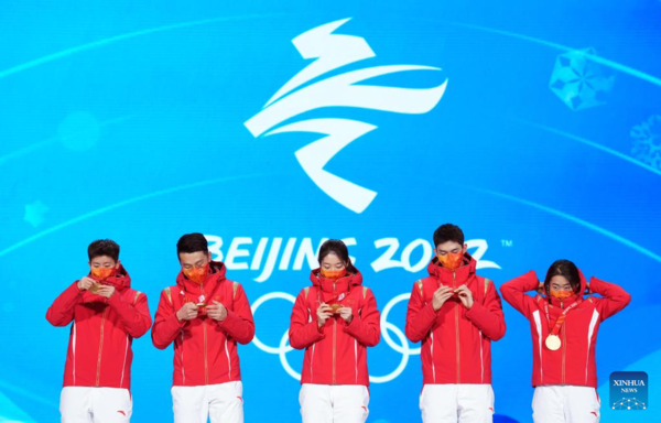 In Pics: Awarding Ceremony of 2,000m Short-Track Mixed Relay at Beijing 2022