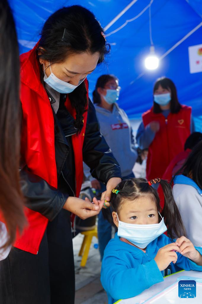 Children's Center Set up at Quake Relief Shelter in Luding County