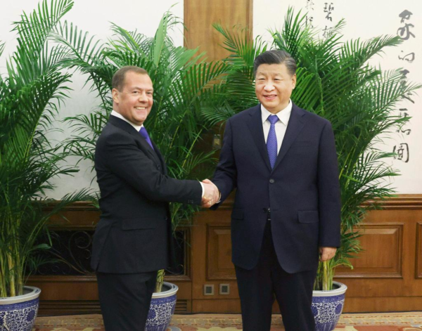 Xi Meets United Russia Party Chairman Medvedev