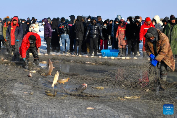 Winter Fishing-Themed Festival Opens at Chagan Lake, NE China