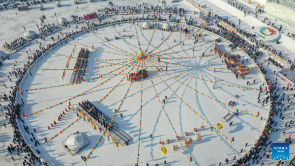 Winter Fishing-Themed Festival Opens at Chagan Lake, NE China