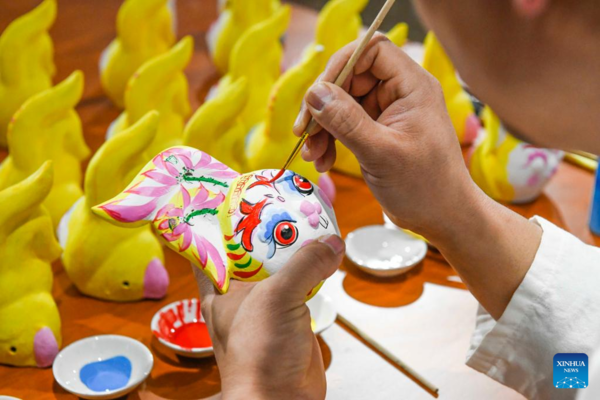 Decorations Featuring Image of Rabbit Add Festive Atmosphere to Upcoming Chinese Lunar New Year