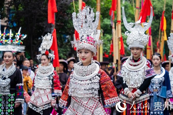 People Celebrate Miao Sisters Festival in SW China's Guizhou