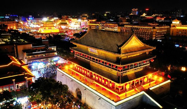 Landmarks in Time-Honored City of Xi'an: Ancient City Wall, Bell Tower and Drum Tower