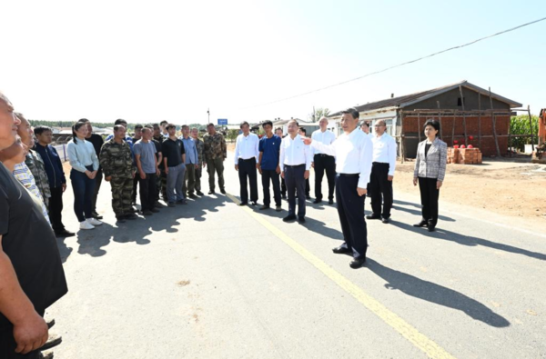 Xi Visits Flood-Affected Villagers in NE China's Heilongjiang Province