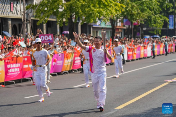 Torch Relay of 19th Asian Games Continues in Quzhou, E China