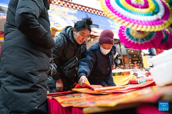 People Prepare for Upcoming Chinese New Year in Lhasa, SW China