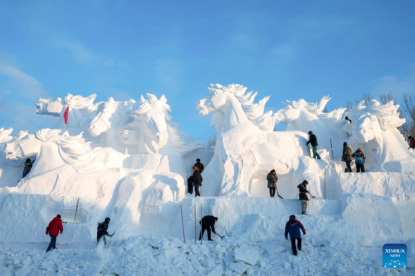 37th Sun Island Int'l Snow Sculpture Expo Begins Trial Operation in China's Harbin