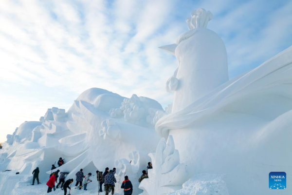 37th Sun Island Int'l Snow Sculpture Expo Begins Trial Operation in China's Harbin